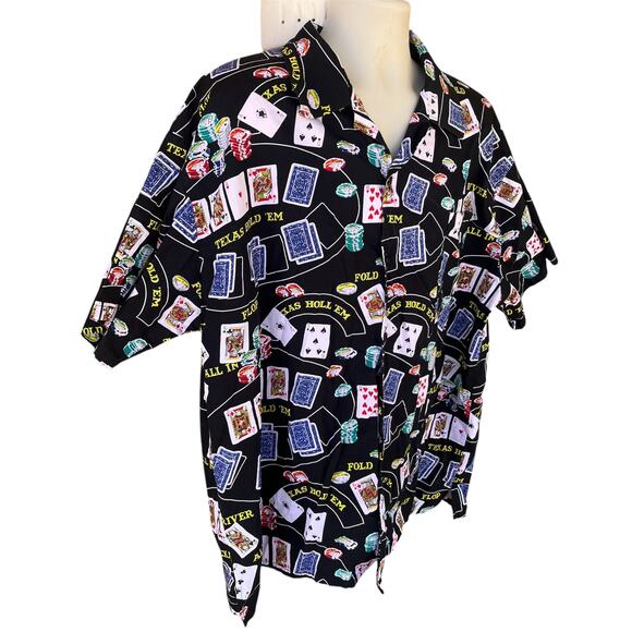 Lake Matley Hawaiian Button Shirt Poker Texas Holdem Cards Theme Party Mens 3XL - Picture 3 of 7